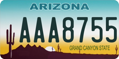 AZ license plate AAA8755
