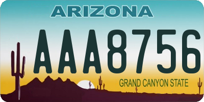 AZ license plate AAA8756