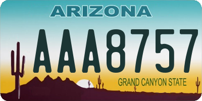 AZ license plate AAA8757