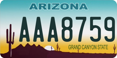 AZ license plate AAA8759