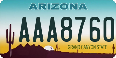 AZ license plate AAA8760