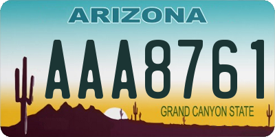AZ license plate AAA8761