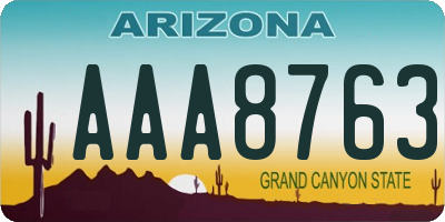 AZ license plate AAA8763
