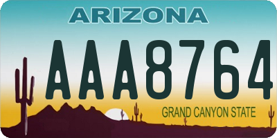 AZ license plate AAA8764