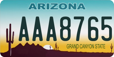 AZ license plate AAA8765