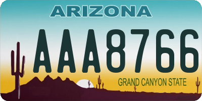 AZ license plate AAA8766