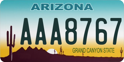 AZ license plate AAA8767