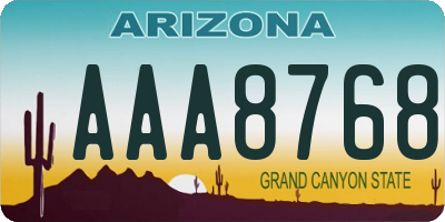 AZ license plate AAA8768