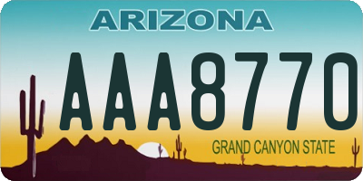AZ license plate AAA8770