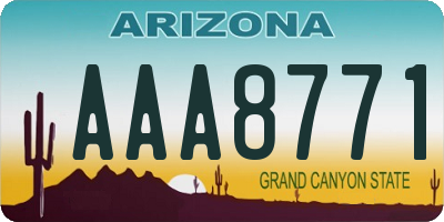 AZ license plate AAA8771