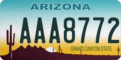 AZ license plate AAA8772
