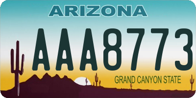 AZ license plate AAA8773