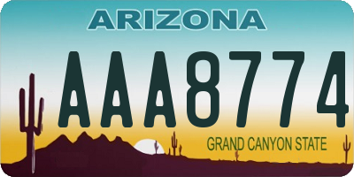 AZ license plate AAA8774
