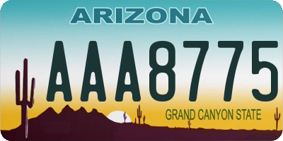 AZ license plate AAA8775