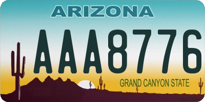 AZ license plate AAA8776