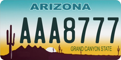 AZ license plate AAA8777