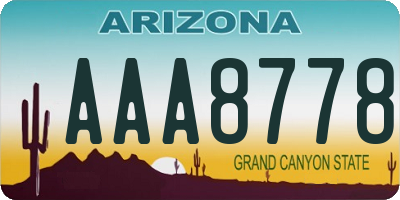 AZ license plate AAA8778