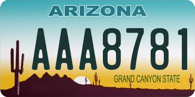 AZ license plate AAA8781
