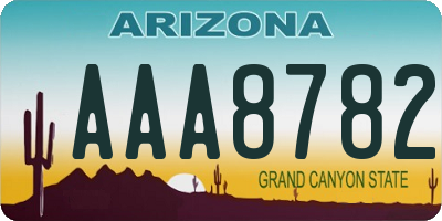 AZ license plate AAA8782