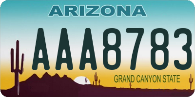 AZ license plate AAA8783