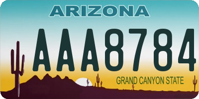 AZ license plate AAA8784
