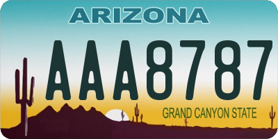 AZ license plate AAA8787