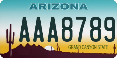 AZ license plate AAA8789