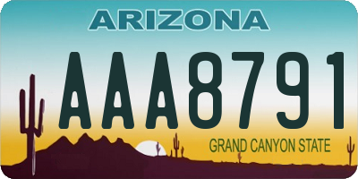 AZ license plate AAA8791