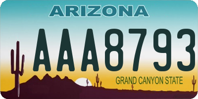 AZ license plate AAA8793