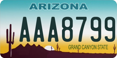 AZ license plate AAA8799