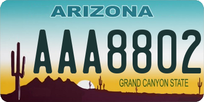 AZ license plate AAA8802