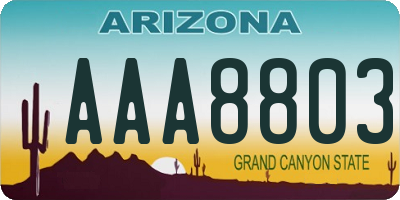 AZ license plate AAA8803