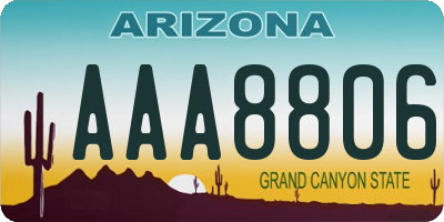 AZ license plate AAA8806