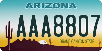 AZ license plate AAA8807