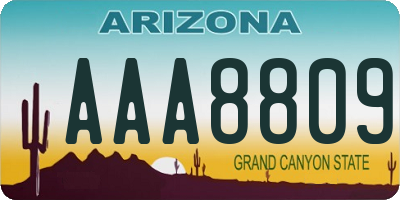 AZ license plate AAA8809