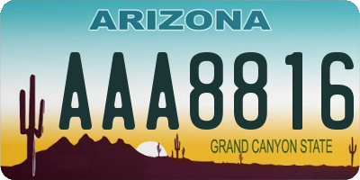 AZ license plate AAA8816