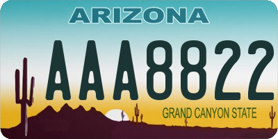 AZ license plate AAA8822