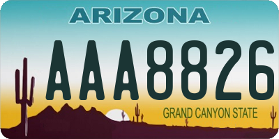 AZ license plate AAA8826