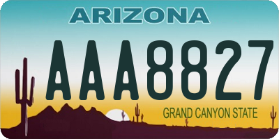 AZ license plate AAA8827