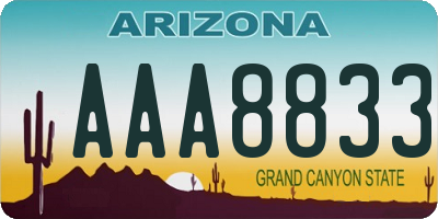 AZ license plate AAA8833