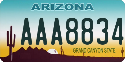 AZ license plate AAA8834
