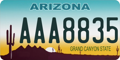 AZ license plate AAA8835