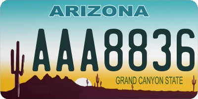 AZ license plate AAA8836