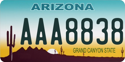 AZ license plate AAA8838