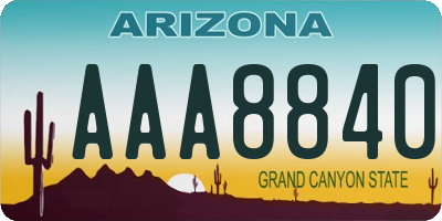 AZ license plate AAA8840