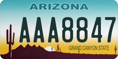 AZ license plate AAA8847