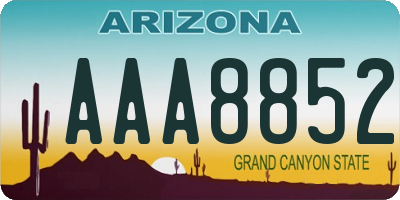 AZ license plate AAA8852