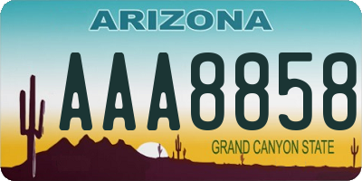 AZ license plate AAA8858