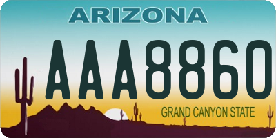 AZ license plate AAA8860