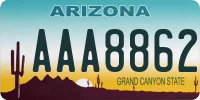AZ license plate AAA8862